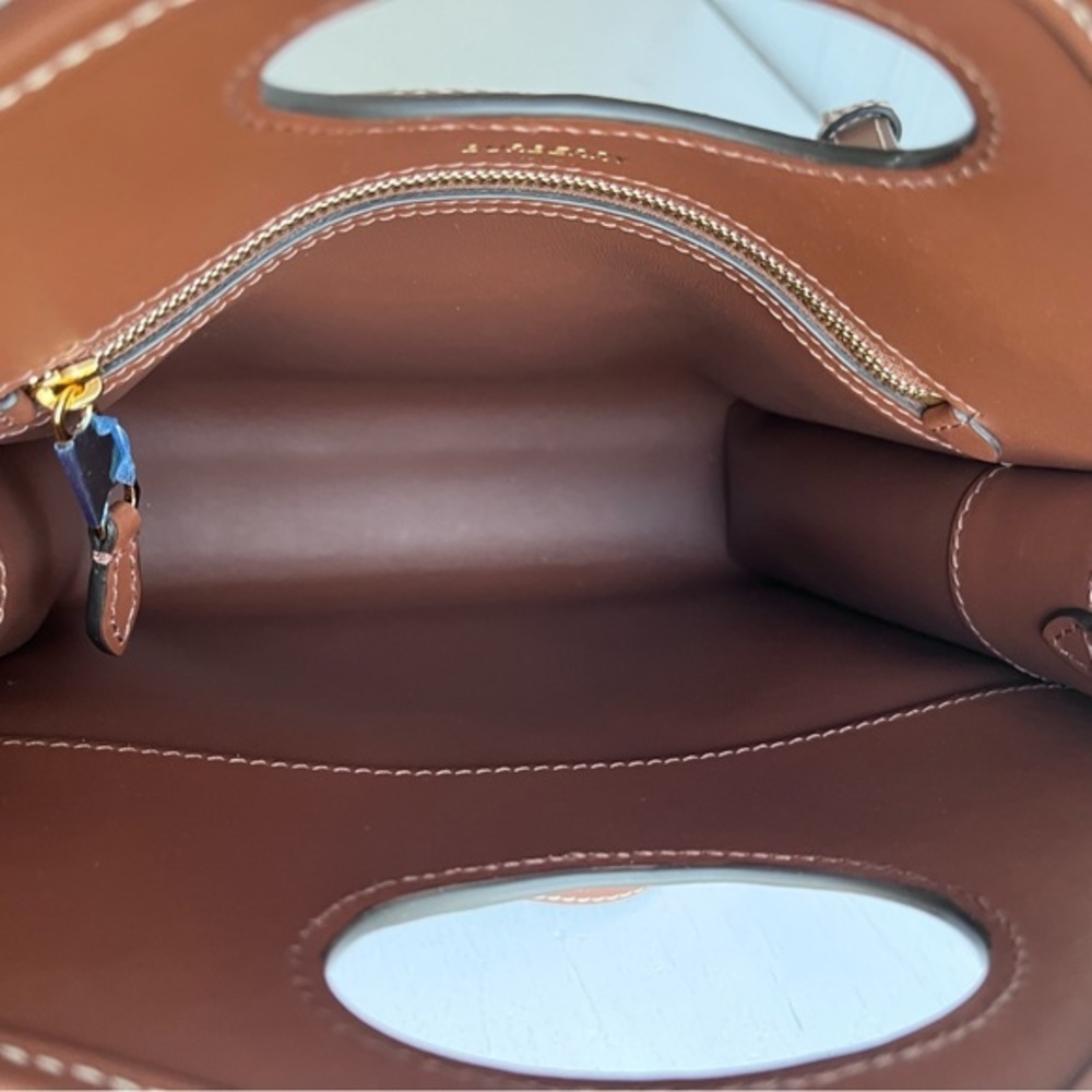 BURBERRY Mini Check Jacquard Pocket Bag- Dark Birch Brown - Picture 11 of 14